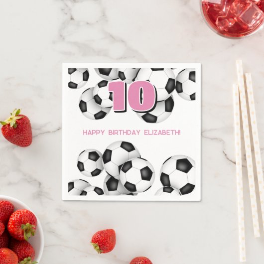 Schwarz-weiße Fußballbälle Kindergeburtstag Party Serviette (Beispiel)