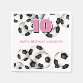 Schwarz-weiße Fußballbälle Kindergeburtstag Party Serviette (Vorderseite)
