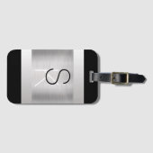 Schwarz-weiße, gebürstete Stahleinsätze personalis Gepäckanhänger (Vorderseite (Horizontal))