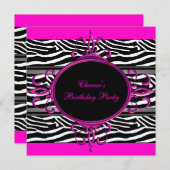 Schwarz-weiße Geburtstagsparty Zebra Einladung (Vorne/Hinten)