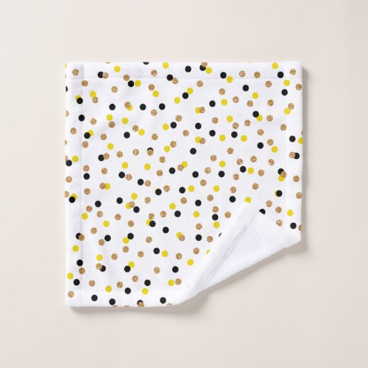 SCHWARZ-WEISSE GELBE TINTENE BLUME UND STREIFEN BADHANDTUCH SET (Waschlappen)