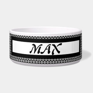 Schwarz-weiße Gemusterte Hundeschale Napf