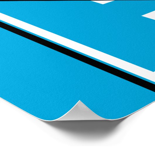 Schwarz-weiße Geometrie Abstrakt auf Mittelblau Poster (Ecke)