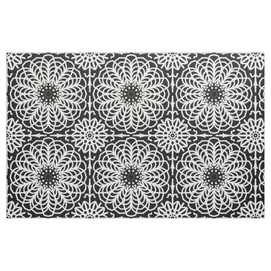 Schwarz-weiße Geometrie der Flora Abstrakt Boho Stoff (Fat Quarter (45,7 x 55,9 cm))