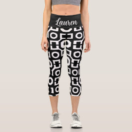 Schwarz-weiße Geometrie Hochwaisted Capris