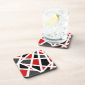 Schwarz-weiße Geometrie (Red Gray) 2 Getränkeuntersetzer (Rechte Seite)