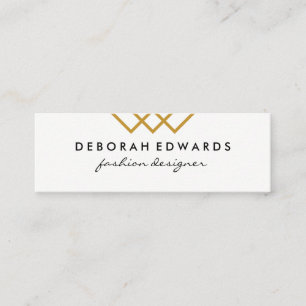 Schwarz-weiße geometrische Goldlinien Mini Visitenkarte