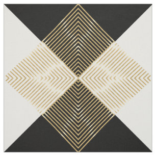 Schwarz-weiße geometrische Goldränder Modernes D Stoff