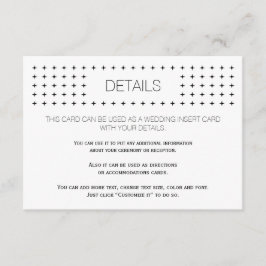 Schwarz-weiße geometrische Hochzeitsdetails Einste Begleitkarte