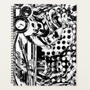 Schwarz-Weiße geometrische Kunst 20 Planer
