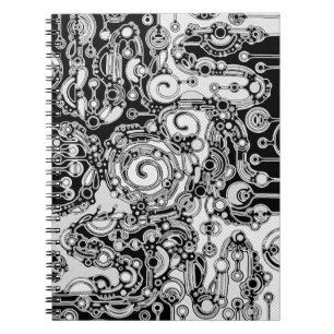 Schwarz-Weiße geometrische Kunst 3 Notizblock