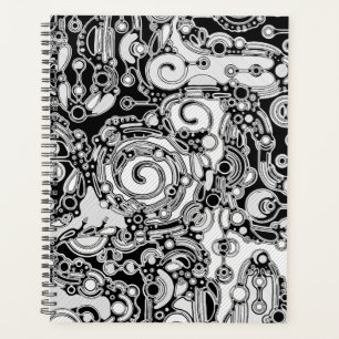Schwarz-weiße geometrische Kunst 3 Planer