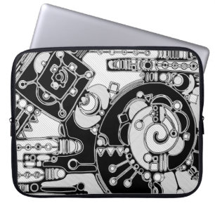 Schwarz-Weiße geometrische Kunst 4 Laptopschutzhülle