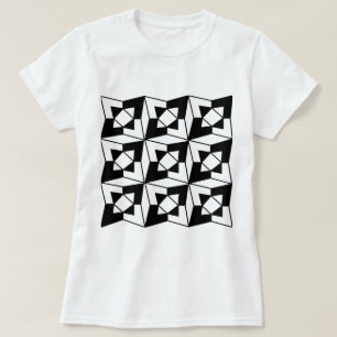 Schwarz-weiße geometrische Kunst T-Shirt