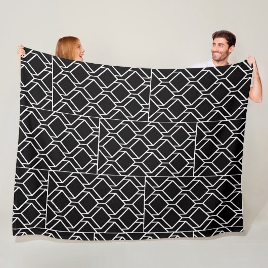 Schwarz-weiße geometrische Kunstdecke Fleecedecke (Beispiel)