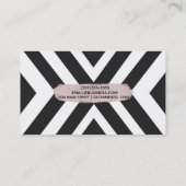 Schwarz-weiße geometrische Linien Chic Pink Pinsel Visitenkarte (Rückseite)