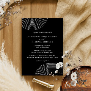 Schwarz-weiße geometrische Linien-Minimal-Hochzeit Einladung