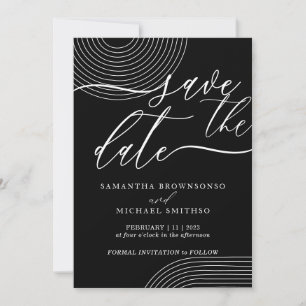 Schwarz-weiße geometrische Save-the-Date-Linie Einladung