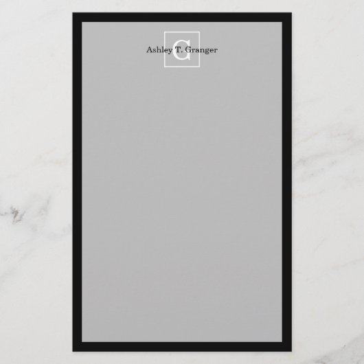 Schwarz-weiße Gerahmte Initialmonogramm Briefpapier (Vorderseite)