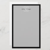 Schwarz-weiße Gerahmte Initialmonogramm Briefpapier (Vorne/Hinten)