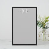 Schwarz-weiße Gerahmte Initialmonogramm Briefpapier (Stehend Vorderseite)