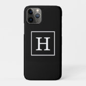 Schwarz-weiße Gerahmte Initialmonogramm Case-Mate iPhone Hülle (Rückseite)