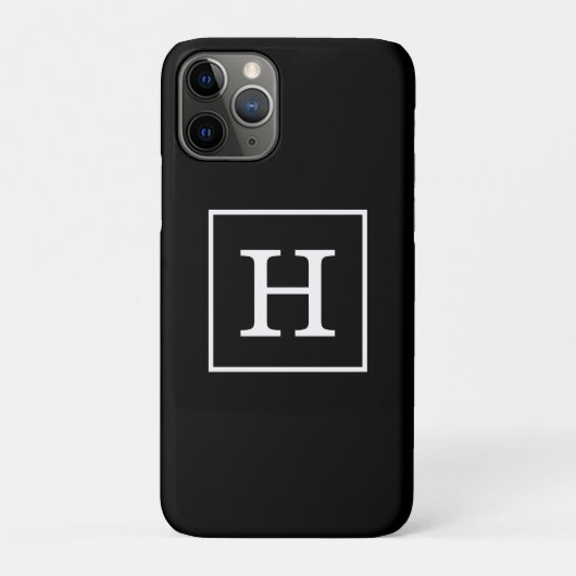 Schwarz-weiße Gerahmte Initialmonogramm Case-Mate iPhone Hülle (Rückseite)