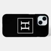 Schwarz-weiße Gerahmte Initialmonogramm Case-Mate iPhone Hülle (Rückseite (Horizontal))