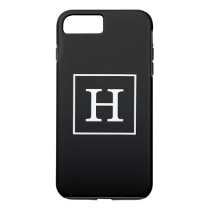 Schwarz-weiße Gerahmte Initialmonogramm iPhone 8 Plus/7 Plus Hülle