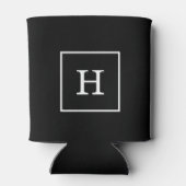 Schwarz-weiße Gerahmte Initialmonogramm Dosenkühler (Rückseite)
