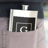 Schwarz-weiße Gerahmte Initialmonogramm Flachmann (Beispiel)