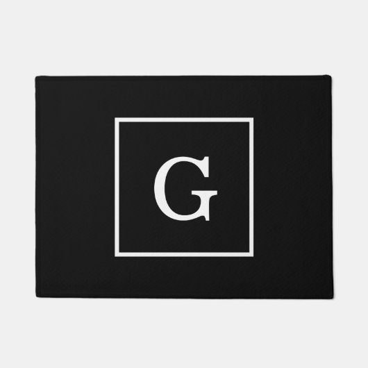 Schwarz-weiße Gerahmte Initialmonogramm Fußmatte (Vorderseite)