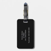 Schwarz-weiße Gerahmte Initialmonogramm Gepäckanhänger (Rückseite vertikal)