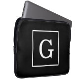 Schwarz-weiße Gerahmte Initialmonogramm Laptopschutzhülle (Vorne Rechts)
