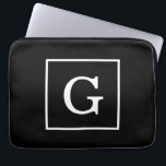 Schwarz-weiße Gerahmte Initialmonogramm Laptopschutzhülle<br><div class="desc">Schwarz-weißes Gerahmtes Initial Monogram Ein stylish schwarzer solider Hintergrund mit einem weißen gerahmten Bereich für Ihr Monogramm, Ihren Namen oder andere Texte. Sie können auch den Schriftart ändern, die Größe und Farbe des Schriftartes ändern, den Text verschieben usw. Wenn Sie dieses Design in anderen Farben möchten, schreiben Sie uns einfach...</div>