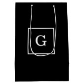 Schwarz-weiße Gerahmte Initialmonogramm Mittlere Geschenktüte (Rückseite)