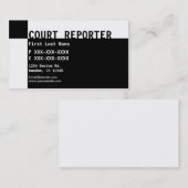 Schwarz-weiße Gerichts-Reportergeschäftskarten Visitenkarte (Vorne/Hinten)