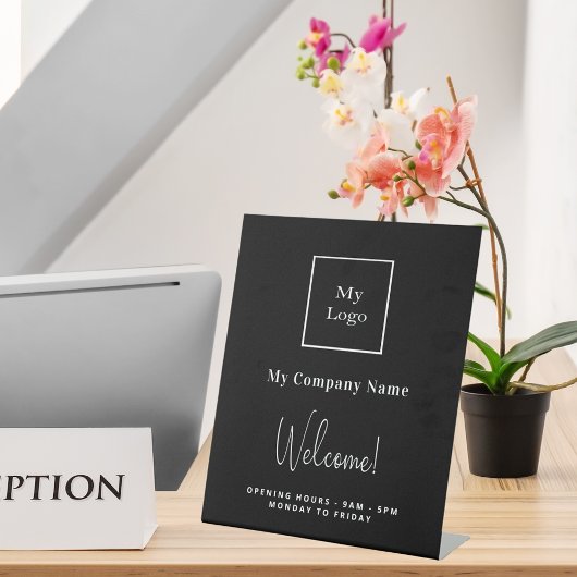 Schwarz-weiße Geschäftslogos Sockelschild