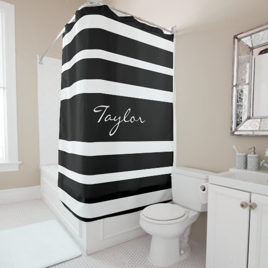 Schwarz-weiße gestreifte duschvorhang (Beispiel)