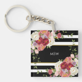 Schwarz-weiße gestreifte Peonings und Gold Persona Schlüsselanhänger