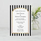Schwarz-weiße gestreifte vertikale Hochzeitseinlad Einladung (Stehend Vorderseite)