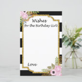 Schwarz-weiße gestreifte Wünsche für das Geburtsta (Stehend Vorderseite)