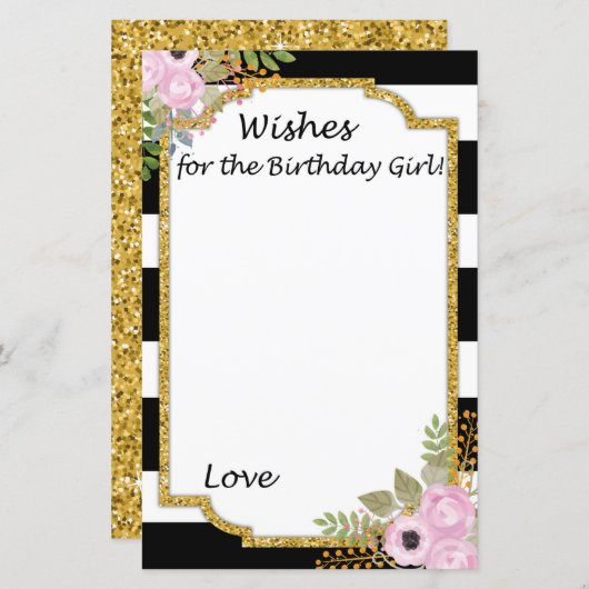 Schwarz-weiße gestreifte Wünsche für das Geburtsta (Vorne/Hinten)