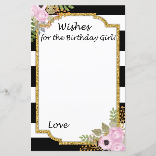 Schwarz-weiße gestreifte Wünsche für das Geburtsta (Vorderseite)