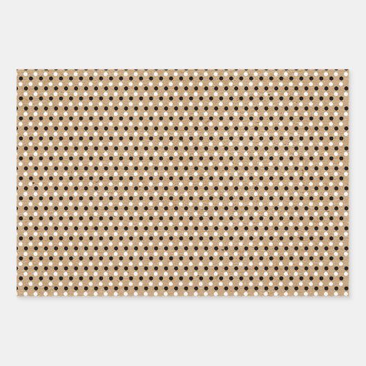 Schwarz-weiße Gingham-Punkte auf Imitate Brown Kra Geschenkpapier Set (Vorderseite 2)