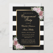 Schwarz-weiße Gold Blues-Engagement-Party Einladung (Vorderseite)