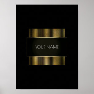 Schwarz-weiße Gold Conceptual Minimal Geometry Poster