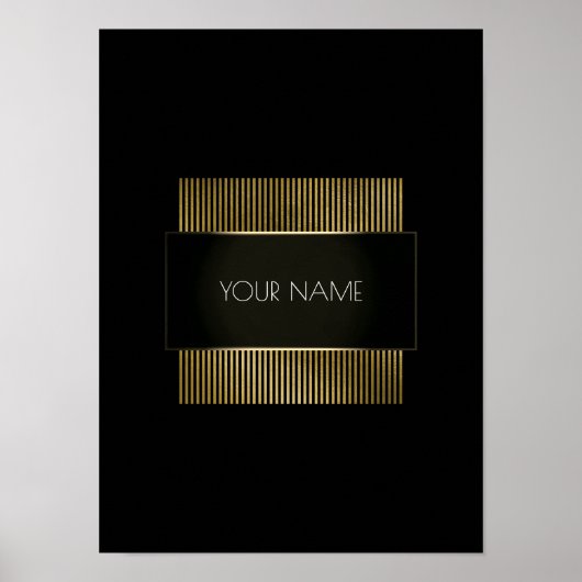 Schwarz-weiße Gold Conceptual Minimal Geometry Poster (Vorne)