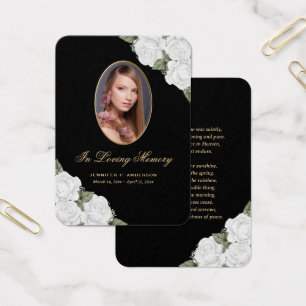 Schwarz-weiße Gold Floral Beerdigungskarte