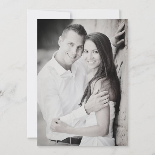 Schwarz-weiße Gold Floral Rose Elegant Traditionel Save The Date (Rückseite)